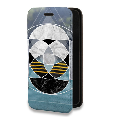 Дизайнерский горизонтальный чехол-книжка для Iphone 7 Геометрический мрамор