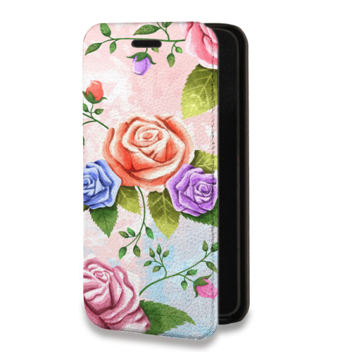 Дизайнерский горизонтальный чехол-книжка для Iphone 7 Романтик цветы