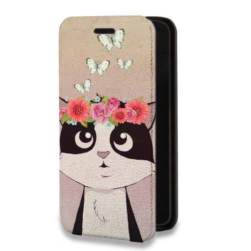 Дизайнерский горизонтальный чехол-книжка для Huawei Honor 50 Lite Животные с цветами