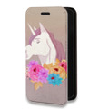 Дизайнерский горизонтальный чехол-книжка для Iphone 7 Plus / 8 Plus Животные с цветами