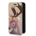 Дизайнерский горизонтальный чехол-книжка для Iphone 11 Pro Животные с цветами