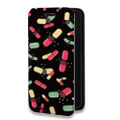 Дизайнерский горизонтальный чехол-книжка для Iphone 7 Разноцветные таблетки