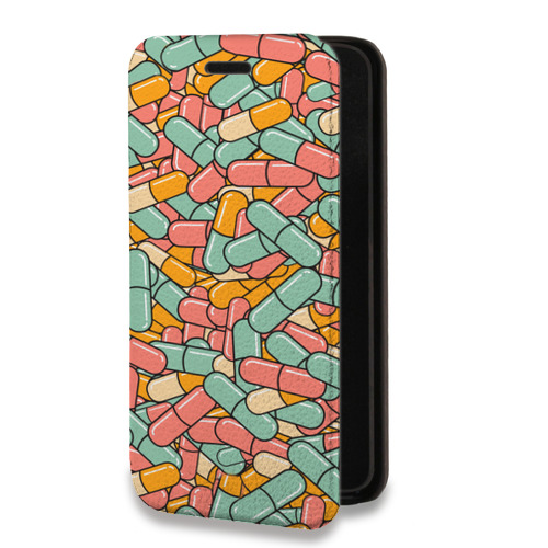 Дизайнерский горизонтальный чехол-книжка для Huawei Honor 50 Lite Разноцветные таблетки