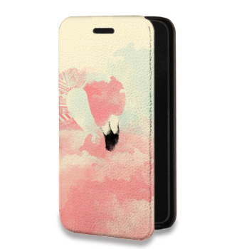 Дизайнерский горизонтальный чехол-книжка для Huawei Honor 7C Pro Розовые фламинго (на заказ)