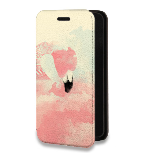 Дизайнерский горизонтальный чехол-книжка для Huawei Honor 8X Max Розовые фламинго