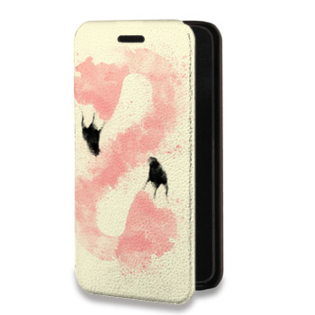 Дизайнерский горизонтальный чехол-книжка для Huawei Honor 30S Розовые фламинго (на заказ)