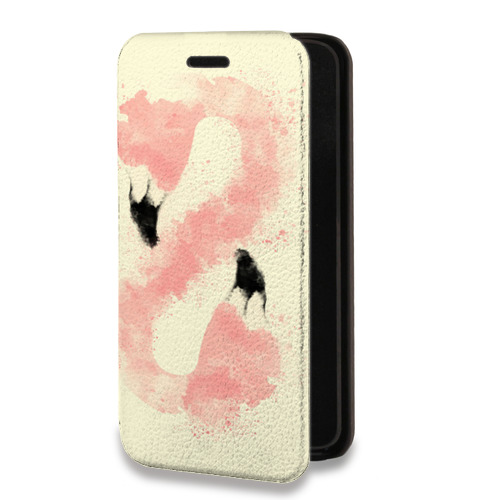 Дизайнерский горизонтальный чехол-книжка для Samsung Galaxy A50 Розовые фламинго