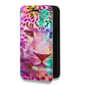 Дизайнерский горизонтальный чехол-книжка для Samsung Galaxy A32 Леопард гламур
