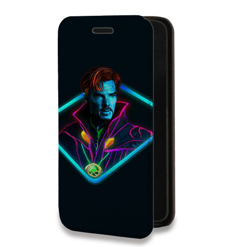 Дизайнерский горизонтальный чехол-книжка для Iphone 7 Неоновые супергерои