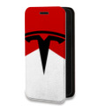 Дизайнерский горизонтальный чехол-книжка для Iphone 7 Tesla