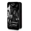 Дизайнерский горизонтальный чехол-книжка для Iphone 13 Pro Max Скелет и туз