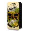 Дизайнерский горизонтальный чехол-книжка для Iphone 11 Pro Max Акварельные черепа