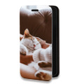 Дизайнерский горизонтальный чехол-книжка для Iphone 14 Pro Коты