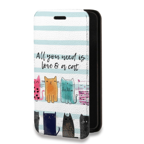 Дизайнерский горизонтальный чехол-книжка для Iphone 7 Plus / 8 Plus Коты