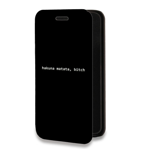 Дизайнерский горизонтальный чехол-книжка для Samsung Galaxy A12 Черно и кратко