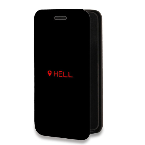 Дизайнерский горизонтальный чехол-книжка для Iphone 13 Pro Черно и кратко