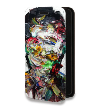 Дизайнерский горизонтальный чехол-книжка для Samsung Galaxy A6 Портреты мазками (на заказ)