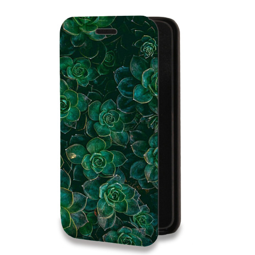 Дизайнерский горизонтальный чехол-книжка для Tecno Spark 8C Нуарные листья
