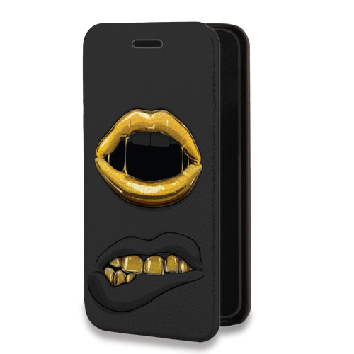 Дизайнерский горизонтальный чехол-книжка для Iphone 14 Pro Max Черное золото