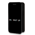 Дизайнерский горизонтальный чехол-книжка для Iphone 14 Pro Max Минимализм на черном