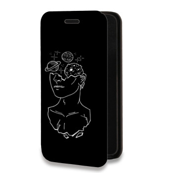 Дизайнерский горизонтальный чехол-книжка для Huawei P20 Минимализм на черном (на заказ)