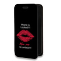 Дизайнерский горизонтальный чехол-книжка для Iphone 12 Pro Минимализм на черном