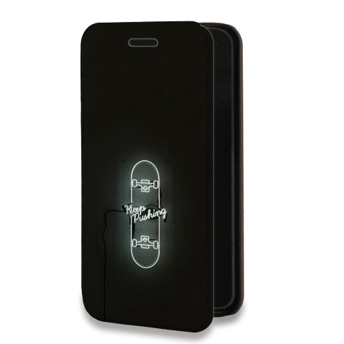 Дизайнерский горизонтальный чехол-книжка для Nokia 7 Минимализм на черном