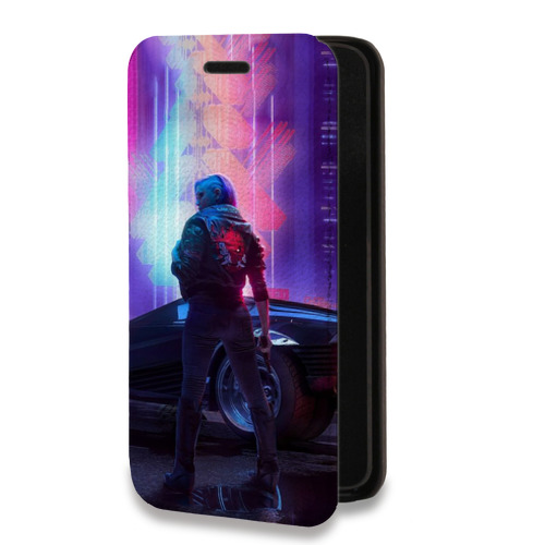 Дизайнерский горизонтальный чехол-книжка для Iphone 14 Pro Cyberpunk 2077