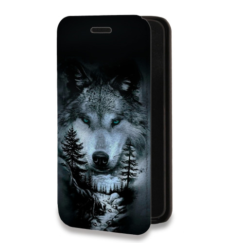 Дизайнерский горизонтальный чехол-книжка для Iphone 11 Лесной волк