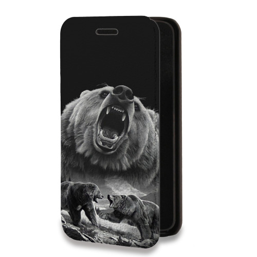 Дизайнерский горизонтальный чехол-книжка для Huawei Honor 30i Схватка медведей