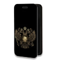 Дизайнерский горизонтальный чехол-книжка для Iphone 12 Pro герб России золотой