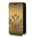 Дизайнерский горизонтальный чехол-книжка для Iphone 14 Pro Флаг и герб России