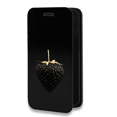Дизайнерский горизонтальный чехол-книжка для Tecno Spark 8C Черная клубника