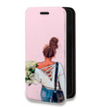 Дизайнерский горизонтальный чехол-книжка для OPPO Reno4 Lite Девушка и букет