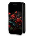 Дизайнерский горизонтальный чехол-книжка для Tecno Spark 8C Розы красные