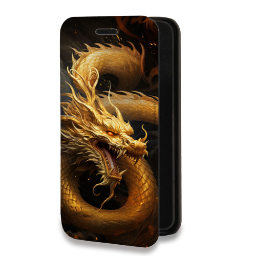 Дизайнерский горизонтальный чехол-книжка для Xiaomi RedMi 12 Золотой дракон