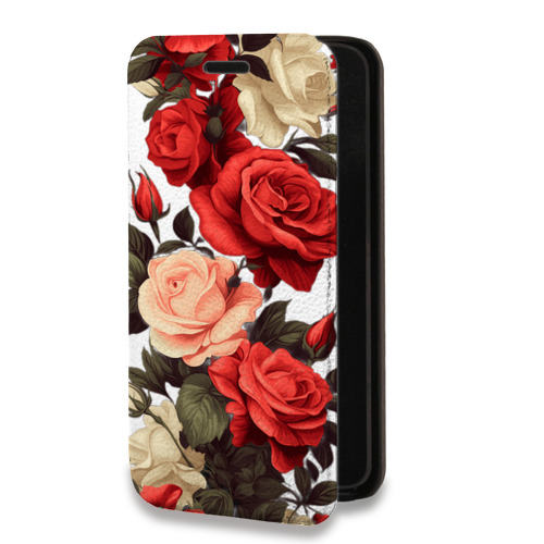 Дизайнерский горизонтальный чехол-книжка для Realme C63 Розы
