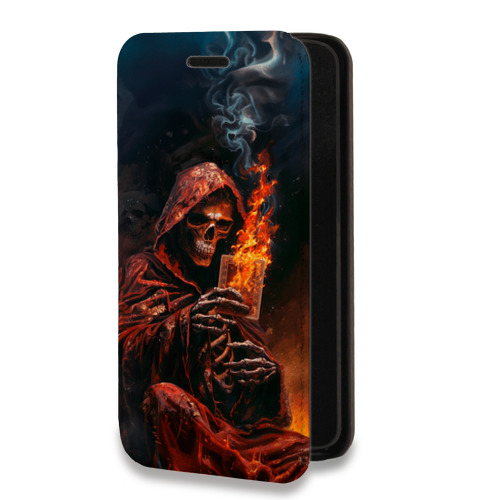 Дизайнерский горизонтальный чехол-книжка для Samsung Galaxy A12 Скелет и карты