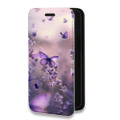 Дизайнерский горизонтальный чехол-книжка для Samsung Galaxy M20 бабочки и лаванда