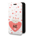 Дизайнерский горизонтальный чехол-книжка для Tecno Spark 8C котенок и сердечко