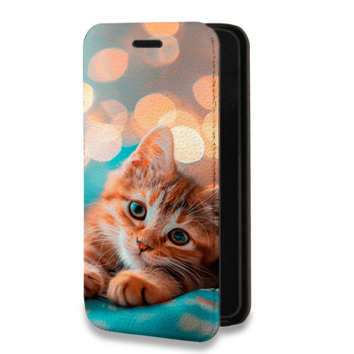 Дизайнерский горизонтальный чехол-книжка для Samsung Galaxy A12 котик