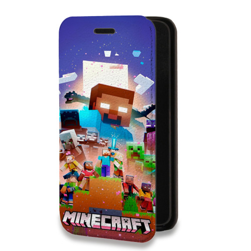 Дизайнерский горизонтальный чехол-книжка для Samsung Galaxy A12 Майнкрафт Minecraft