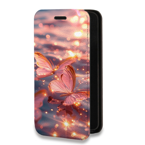 Дизайнерский горизонтальный чехол-книжка для Iphone 11 бабочки розовые