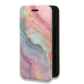 Дизайнерский горизонтальный чехол-книжка для Iphone 11 розовый мрамор