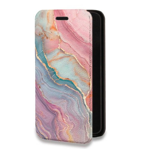 Дизайнерский горизонтальный чехол-книжка для Iphone 11 розовый мрамор