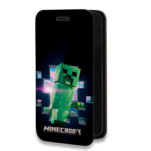 Дизайнерский горизонтальный чехол-книжка для Iphone 13 Майнкрафт Minecraft