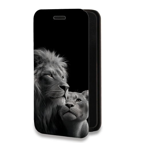 Дизайнерский горизонтальный чехол-книжка для RedMi 13 4G Лев кошки