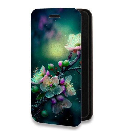 Дизайнерский горизонтальный чехол-книжка для Iphone 11 Цветы и мрамор