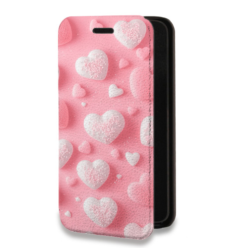 Дизайнерский горизонтальный чехол-книжка для Xiaomi Poco C65 Сердечки