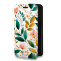 Дизайнерский горизонтальный чехол-книжка для Google Pixel 6 Цветы паттерн